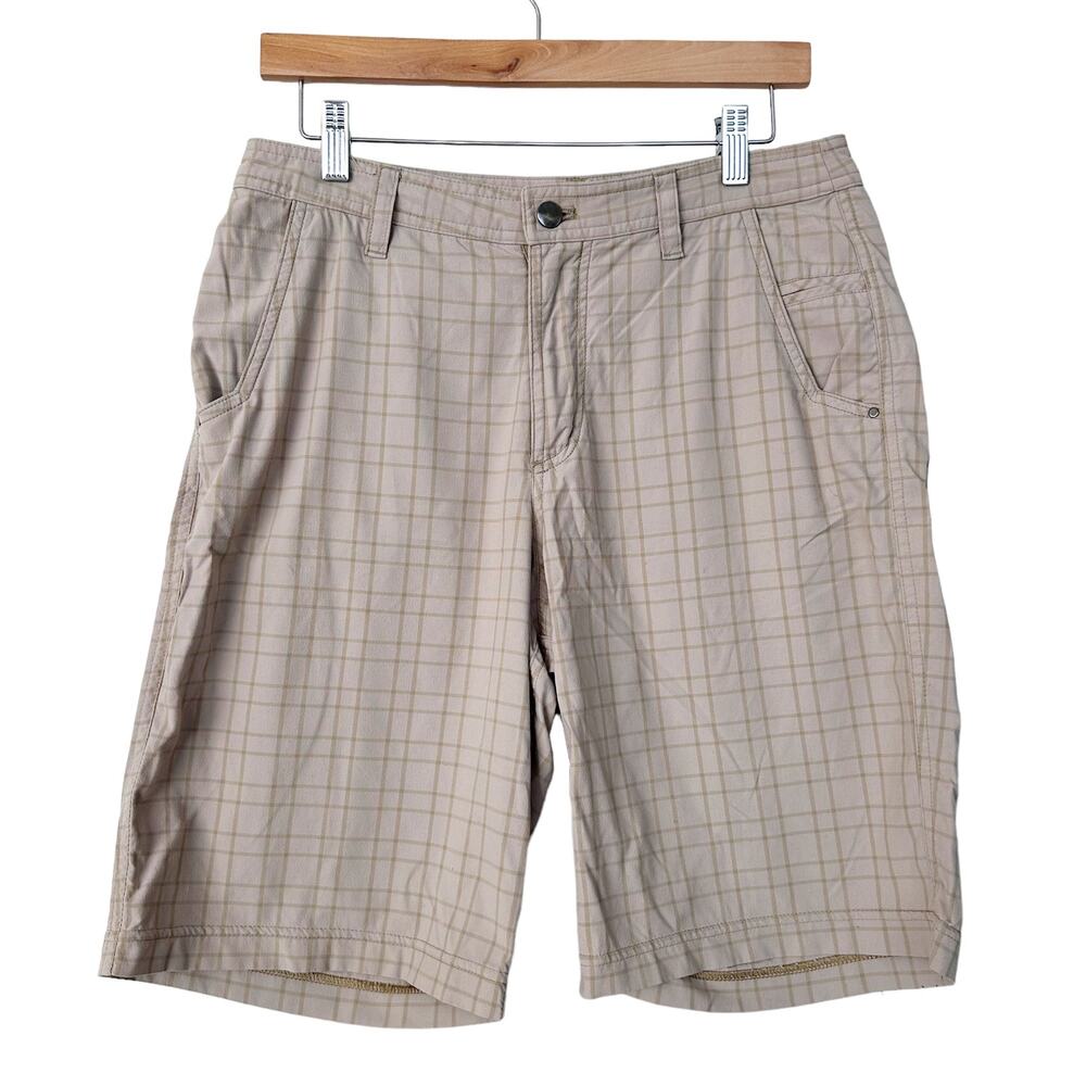 Lululemon Tan Plaid Flat Front Shorts Sz 30